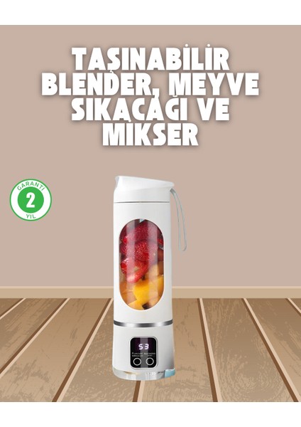 Şarjlı Blender – 12 Bıçaklı, 450 ml Kapasiteli, Taşınabilir Tip-C Mikser