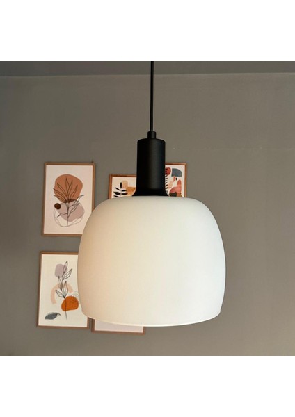 Dijon Beyaz Cam Sarkıt Avize Siyah Fener Başlık Salon Mutfak Avizeleri Pastane Modelleri fiyatları