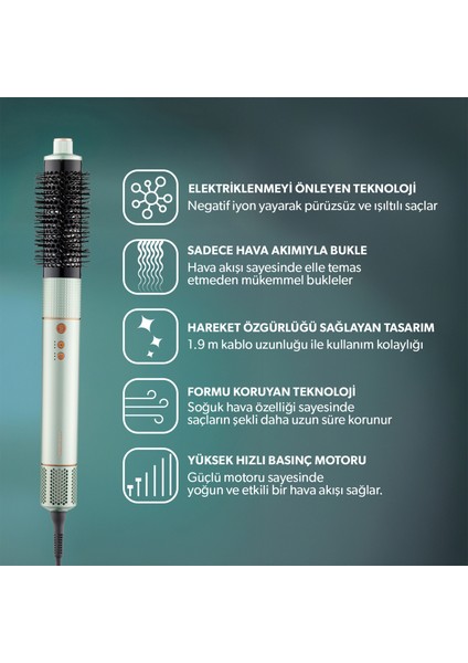Hairmony 4606H Plus Saç Kurutma ve Şekillendirme Seti Su Yeşili fırsatları