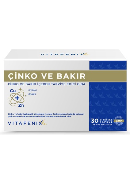 Çinko Bakır Takviyesi 15 Mg Çinko Sülfat ve 2 Mg Bakır Içeren Çinko ve Bakır Takviyesi 30 Kapsül