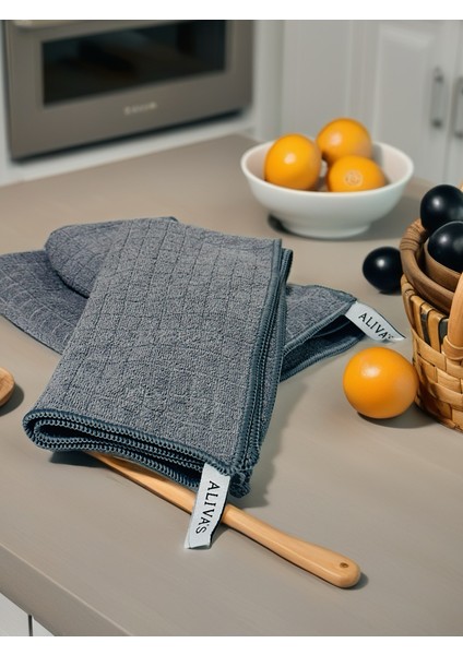 Aliva's Premium Emiciliği Yüksek Kareli Mikrofiber Genel Temizlik Bezi Gri Renk 40X40 cm modelleri
