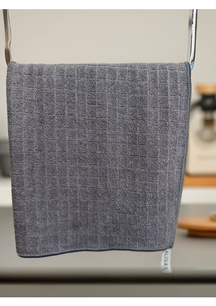Aliva's Premium Emiciliği Yüksek Kareli Mikrofiber Genel Temizlik Bezi Gri Renk 40X40 cm
