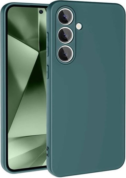 Samsung Galaxy S24 Fe Kılıf Içi Kadife Kaplı Nano Silikon Kapak - Koyu Yeşil