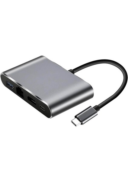 USB 3.1 Type C To 4K HDMI USB 3.0 Port Gigabit Ethernet - Type C Şarj Çevirici Kablo