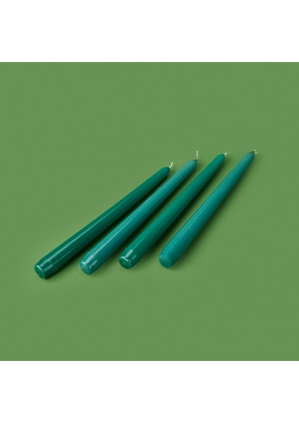 4'lü Düz Şamdan Mumu - Yeşil - 25 cm