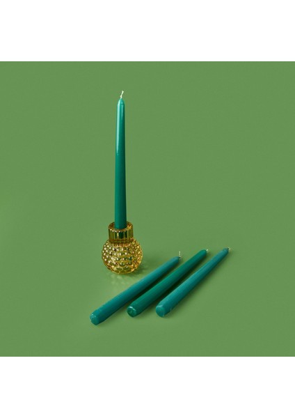 4'lü Düz Şamdan Mumu - Yeşil - 25 cm fiyatları