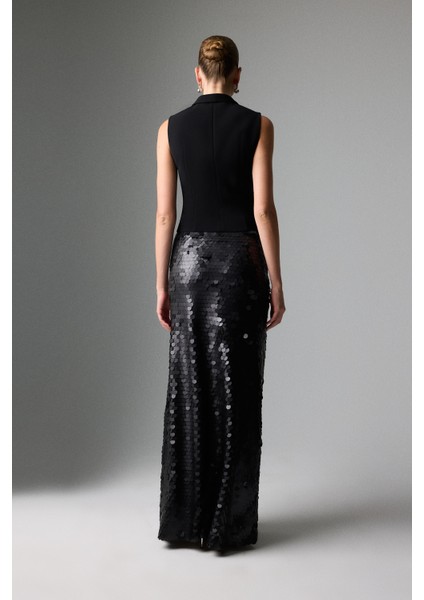 Payetli Uzun Etek Siyah K2615063_001 fiyatları