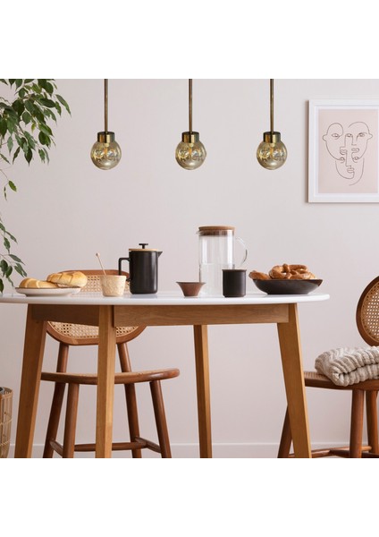 Üçlü Petite Bal Rengi Cam Avize Ince Eskitme Başlık Retro Sarkıt Restoran Salon Aydınlatma modelleri