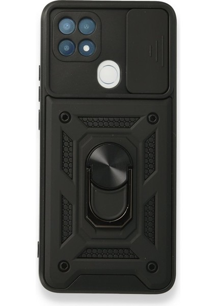 Oppo A15 Kılıf Tam Koruma Sağlayan Kamera Sürgülü Sert Silikon Kapak Ryc/pars Yüzüklü