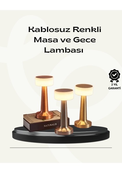 Modern Usb'li Kablosuz Masa Lambası – Minimalist Tasarım, 3 Farklı Parlaklık