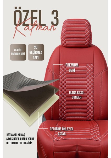 Volvo XC70 Deri Oto Koltuk Kılıfı Ön Arka Set Exclusıve Serisi Kırmızıscr fırsatları