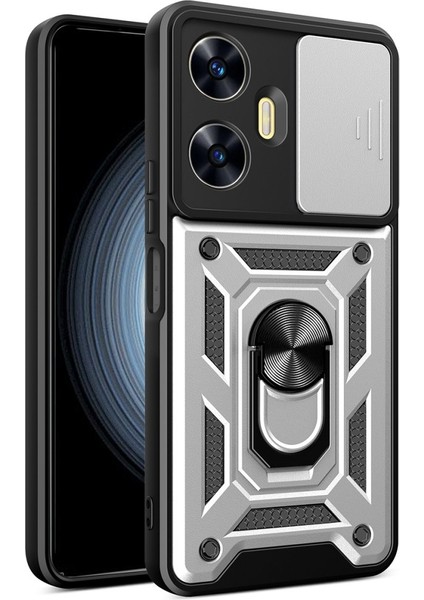 Realme C55 Kılıf Tam Koruma Sağlayan Kamera Sürgülü Sert Silikon Kapak Ryc/pars Yüzüklü