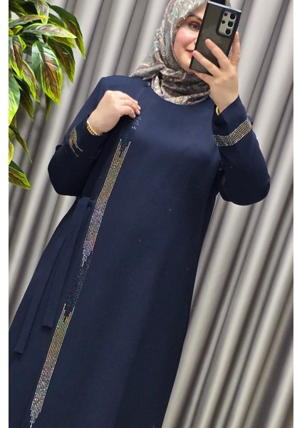 Kadın Tesettür Giyim Büyük Beden Şerit Taş Detaylı Abaya fiyatları