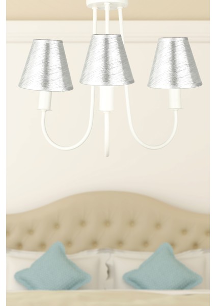 Elina 3.lü Avize Beyaz No:10