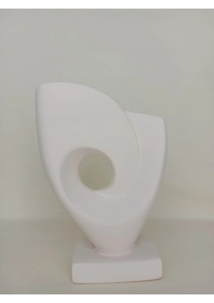 İskandinav Tarzı Büyük Boy Ortası Delik Simetrik El Yapımı Doğal Ham Beyaz Obje, Yüksek Kaliteli Malzeme Ev Dekoru, Hediyelik Ev Dekoru (20X28,5)