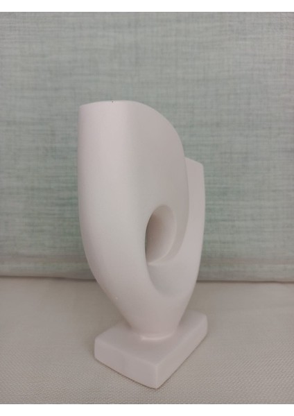 İskandinav Tarzı Büyük Boy Ortası Delik Simetrik El Yapımı Doğal Ham Beyaz Obje, Yüksek Kaliteli Malzeme Ev Dekoru, Hediyelik Ev Dekoru (20X28,5)