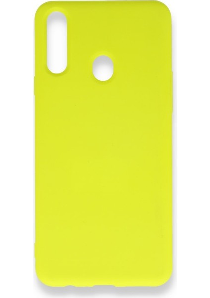 Samsung Galaxy A20S Kılıf Içi Kadife Kaplı Nano Silikon Kapak - Sarı