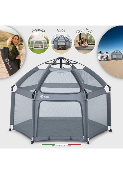 Tenda Bebek Park Yatak Oyun Parkı ve Oyun Çadırı Gri