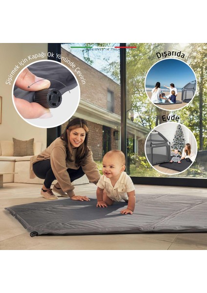 Tenda Bebek Park Yatak Oyun Parkı ve Oyun Çadırı Gri