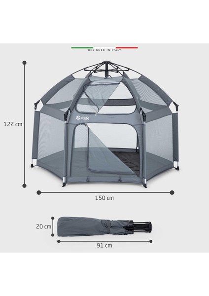 Tenda Bebek Park Yatak Oyun Parkı ve Oyun Çadırı Gri