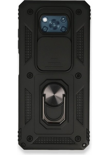 Pocophone X3 Kılıf Tam Koruma Sağlayan Kamera Sürgülü Sert Silikon Kapak Ryc/pars Yüzüklü