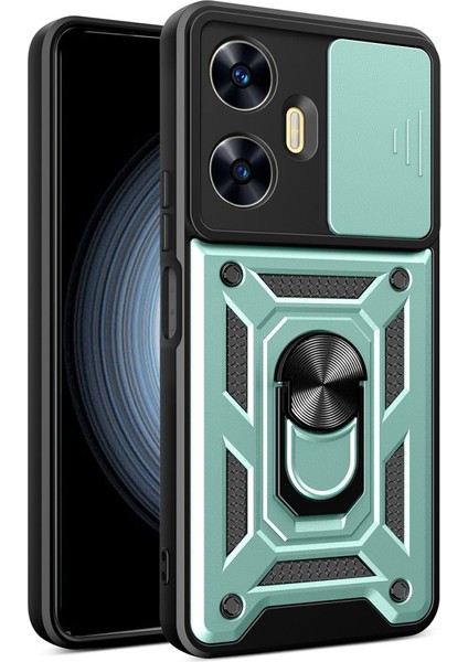 Realme C55 Kılıf Tam Koruma Sağlayan Kamera Sürgülü Sert Silikon Kapak Ryc/pars Yüzüklü