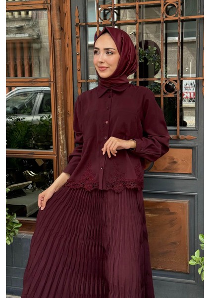 Almarwah Gömlek 101997 Bordo modelleri