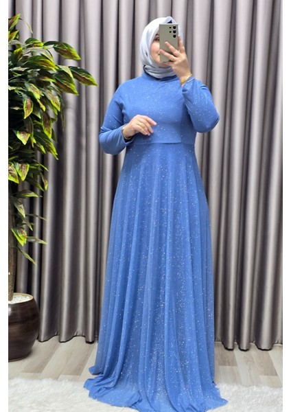 Kadın Tesettür Büyük Beden Giyim Simli Pelerinli Abiye modelleri