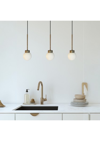 Üçlü Petite Beyaz Cam Avize Ince Eskitme Başlık Retro Sarkıt Restoran Salon Aydınlatma