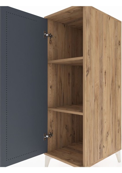 Kronos Dolap 2 Raflı Tek Kapaklı 44X59X134 Çam-Antrasit indirimleri