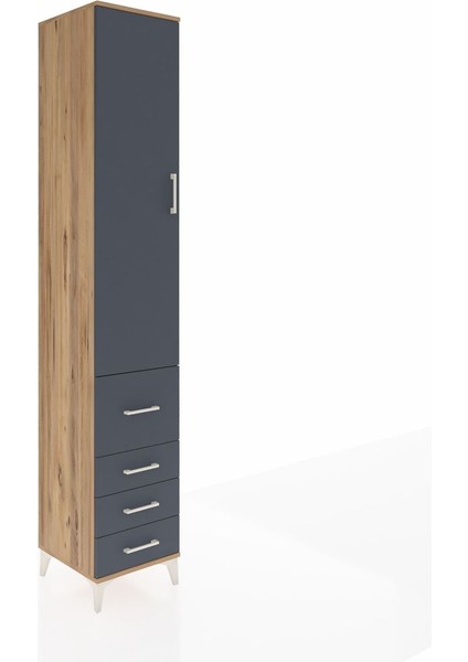 Hyperion Dolap 4 Raflı 4 Çekmeceli Tek Kapaklı 44X44X243 Çam-Antrasit fiyatları
