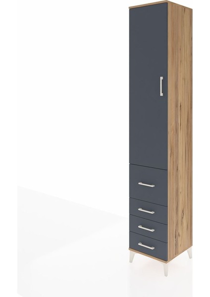 Hyperion Dolap 4 Raflı 4 Çekmeceli Tek Kapaklı 44X44X243 Çam-Antrasit modelleri