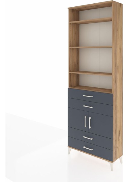 Arges Dolap 5 Raflı 4 Çekmeceli 2 Kapaklı 88X30X243 Çam-Antrasit modelleri