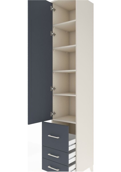 Hyperion Dolap 5 Raflı 3 Çekmeceli Tek Kapaklı 44X44X243 Aytaşı-Antrasit indirimleri