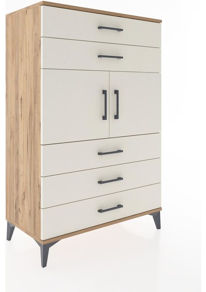 Hyperion Dolap Tek Raflı 5 Çekmeceli 2 Kapaklı 88X44X134 Çam-Aytaşı fiyatları