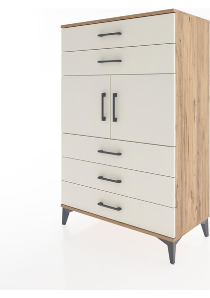 Hyperion Dolap Tek Raflı 5 Çekmeceli 2 Kapaklı 88X44X134 Çam-Aytaşı modelleri