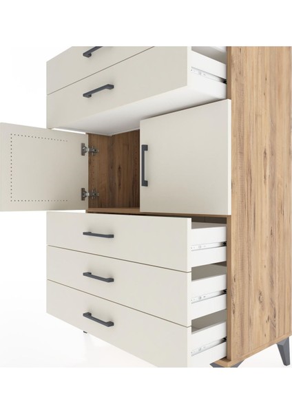 Hyperion Dolap Tek Raflı 5 Çekmeceli 2 Kapaklı 88X44X134 Çam-Aytaşı indirimleri