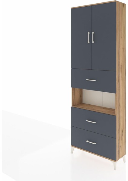 Arges Dolap 4 Raflı 3 Çekmeceli 2 Kapaklı 88X30X243 Çam-Antrasit modelleri