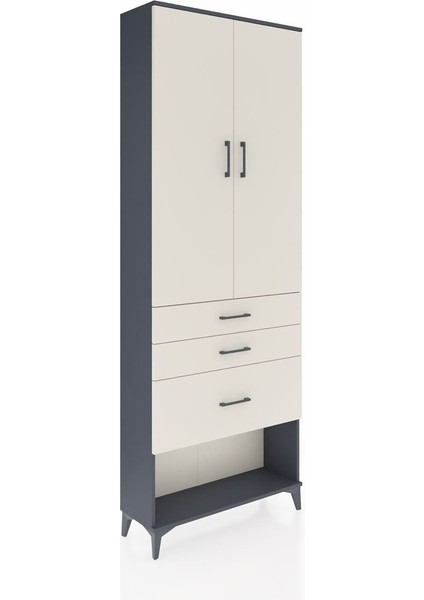 Arges Dolap 3 Raflı 3 Çekmeceli 2 Kapaklı 88X30X243 Antrasit-Aytaşı fiyatları
