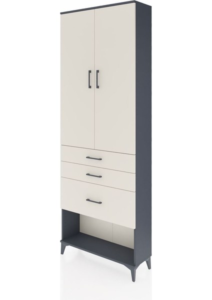 Arges Dolap 3 Raflı 3 Çekmeceli 2 Kapaklı 88X30X243 Antrasit-Aytaşı modelleri