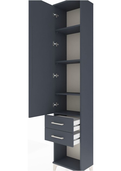 Arges Dolap 4 Raflı 2 Çekmeceli Tek Kapaklı 44X30X221 Antrasit-Antrasit indirimleri