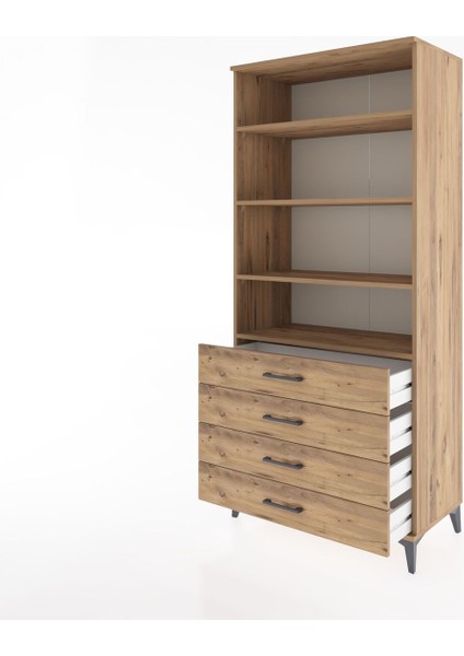 Hyperion Dolap 4 Raflı 4 Çekmeceli 88X44X195 Çam-Çam fırsatları