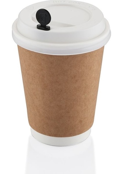 8 Oz Çift Katlı Karton Bardak (Dw) 500 Adet Bardak+ 500 Adet Kapak