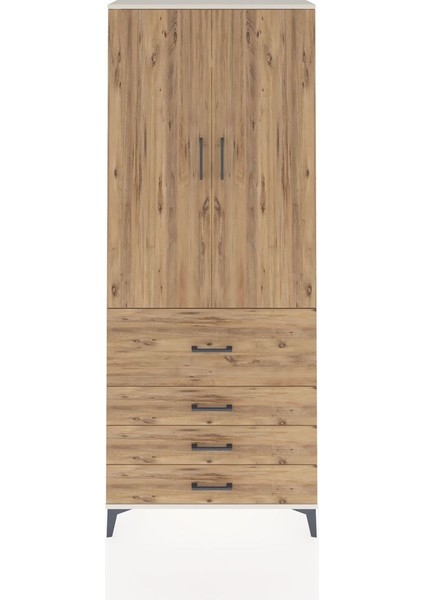 Arges Dolap 3 Raflı 4 Çekmeceli 2 Kapaklı 88X30X221 Aytaşı-Çam