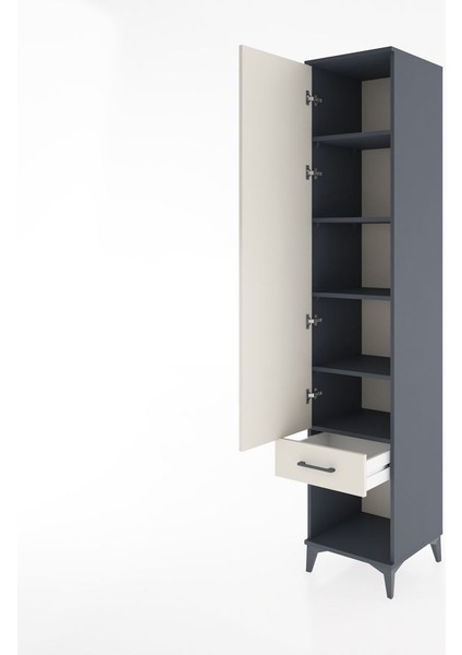 Hyperion Dolap 5 Raflı Tek Çekmeceli Tek Kapaklı 44X44X221 Antrasit-Aytaşı fırsatları