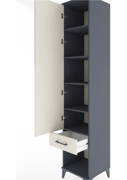Hyperion Dolap 5 Raflı Tek Çekmeceli Tek Kapaklı 44X44X221 Antrasit-Aytaşı indirimleri