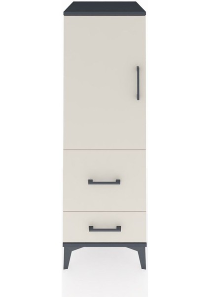 Kronos Dolap Tek Raflı 2 Çekmeceli Tek Kapaklı 44X59X134 Antrasit-Aytaşı