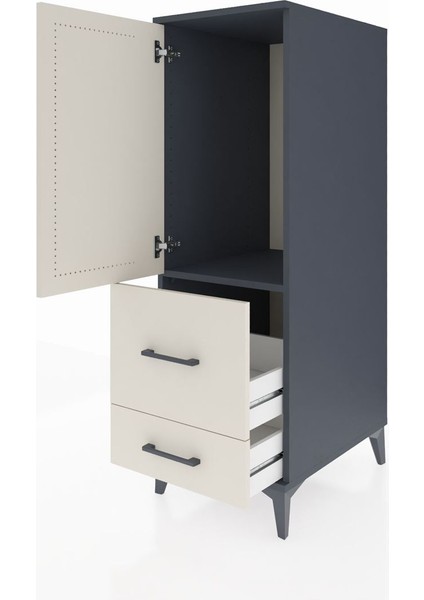 Kronos Dolap Tek Raflı 2 Çekmeceli Tek Kapaklı 44X59X134 Antrasit-Aytaşı fırsatları