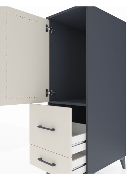 Kronos Dolap Tek Raflı 2 Çekmeceli Tek Kapaklı 44X59X134 Antrasit-Aytaşı indirimleri