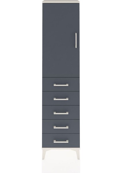 Arges Dolap 2 Raflı 5 Çekmeceli Tek Kapaklı 44X30X182 Aytaşı-Antrasit
